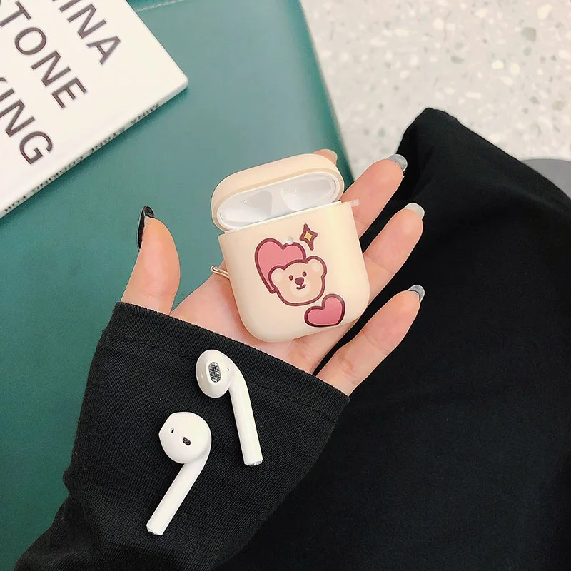 Милая мультяшная любовь кролик медведь для AirPods 1 2 беспроводные наушники чехол