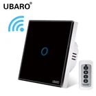 UBARO беспроводной пульт дистанционного управления для ЕС, черный, роскошный, Хрустальная панель, умный дом, настенный светильник, светодиодный индикатор, сенсор, 123 банд
