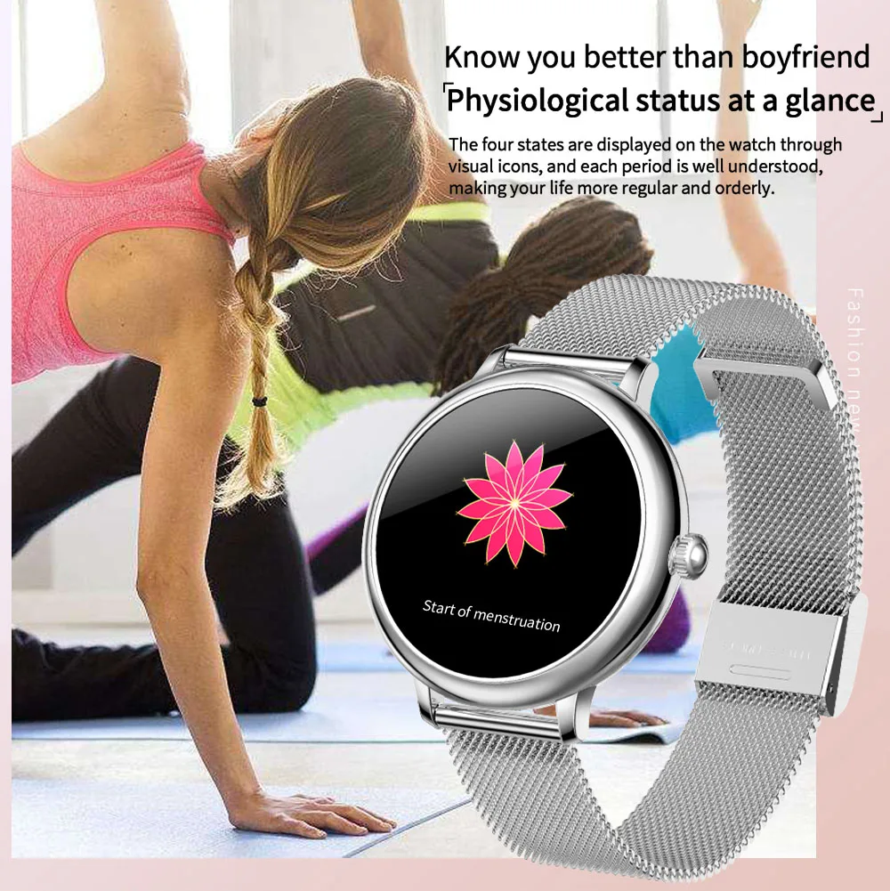 

2021 Stylish Smart Watch women Full Touch Screen Lady Girl Smartwatch Clock Heart rate monitor Activity Tracking for Android iOS