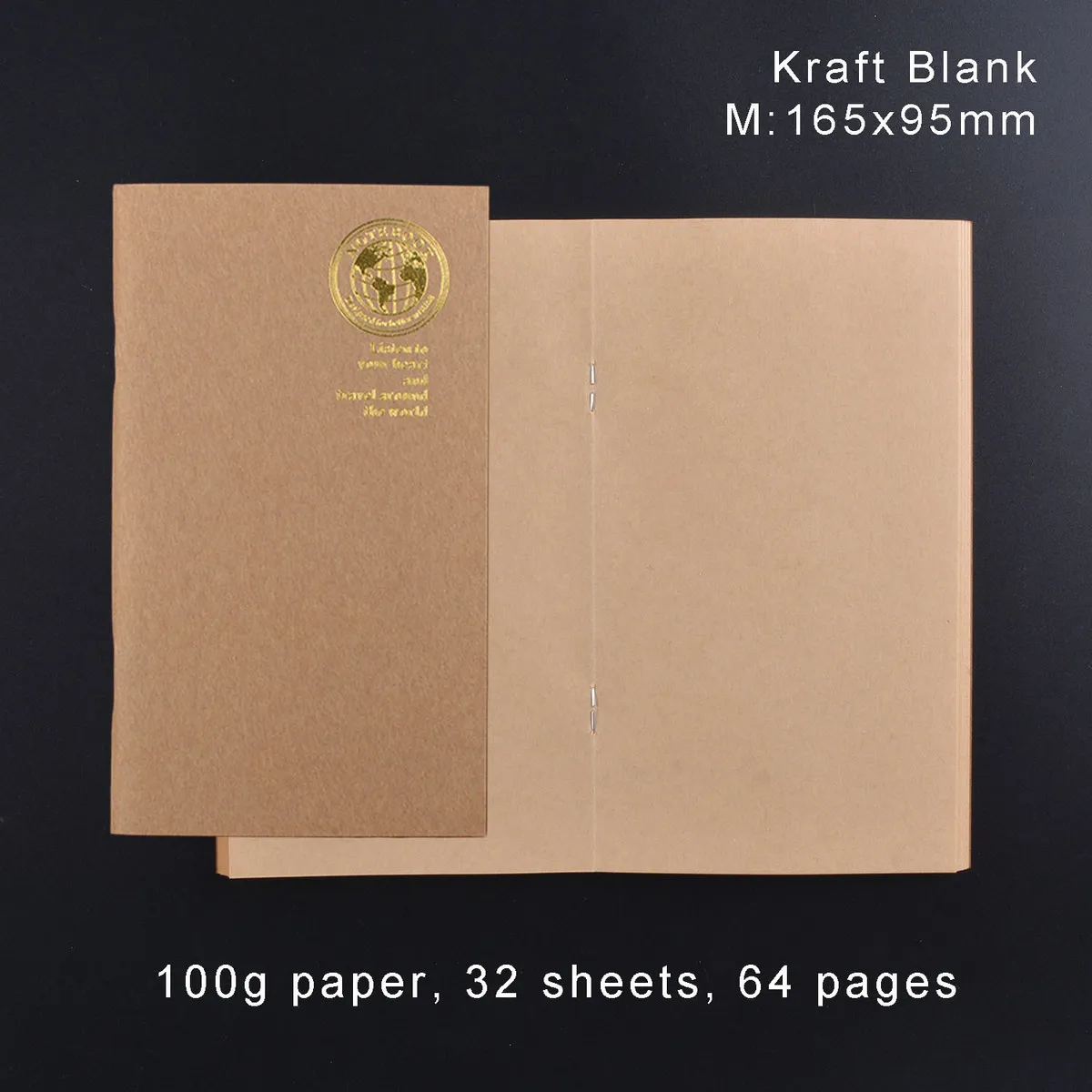 M Kraft Blank Кожаная записная книжка, Сменная вставка для ежемесячного паспорта, дневник планировщик, крафт-бумага, блокнот для путешествий, ежедневный Еженедельный - Цвет: M Kraft Blank