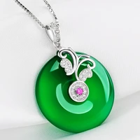 natural green hetian jade pendant 925 sterling silver safety buckle necklace chinese jadeite amulet luxury charm jewelry gifts
