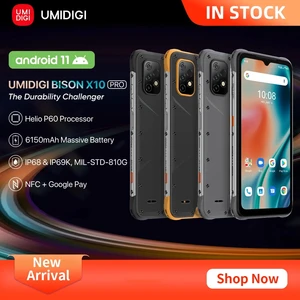 global version umidigi bison x10 pro nfc smartphone 6 53 hd display ip68ip69k 4gb 128gb helio p60 20mp triple camera 6150mah free global shipping