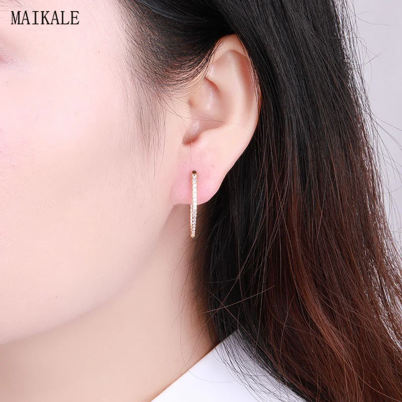 MAIKALE, трендовые серьги-гвоздики для женщин, v-образная форма, металл AAA, кубический цирконий, циркониевый зажим, серьги, новые модные ювелирные изделия, Brincos Bijoux