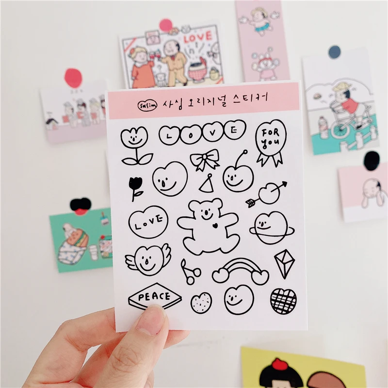 Корейские Мультяшные ПВХ прозрачные пользовательские наклейки