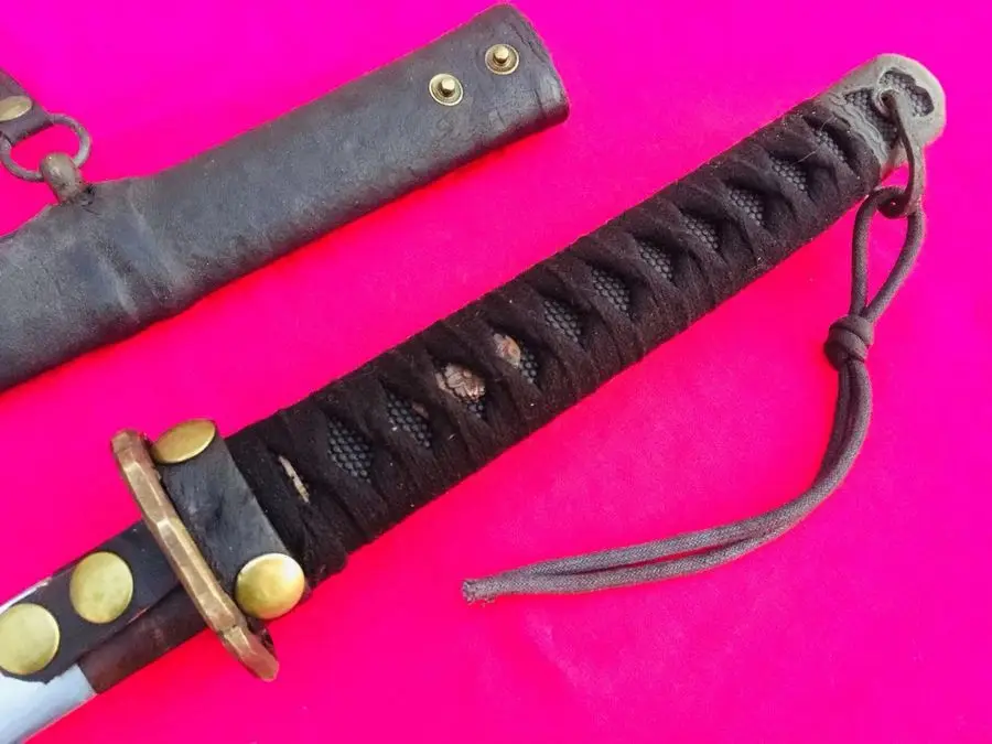 Винтажный Японский Катана сабля армии Nco. Самурайский меч Oxhide Saya с номером