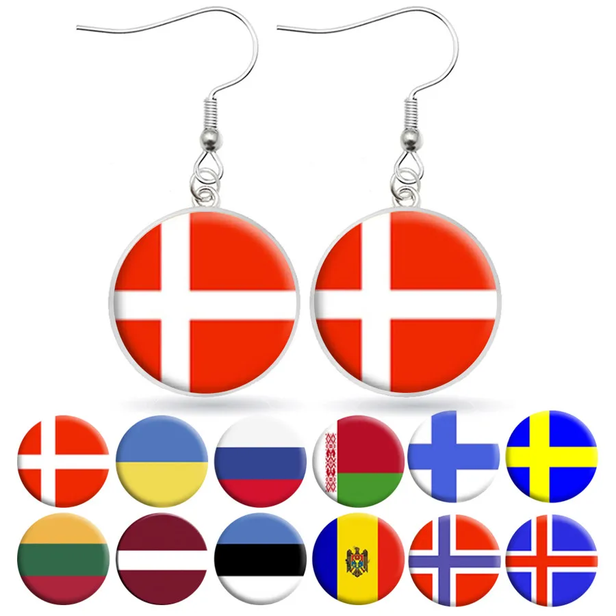 Национальные серьги с флагом Финляндия Швеция Норвегия исландские датские
