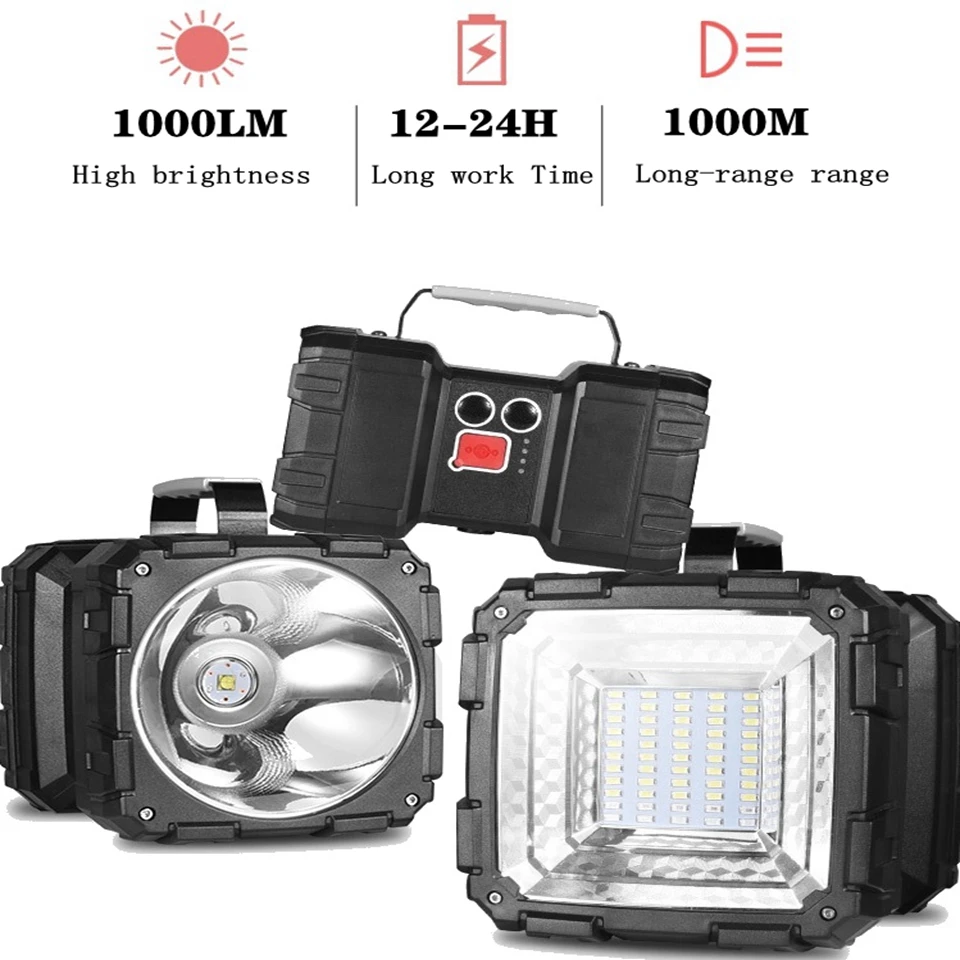 Günstig High Power Wasserdichte Lade Tragbaren Wilden Angeln Flash Licht Taschenlampen Blendung Scheinwerfer 1000M Doppel Lampen-lichter