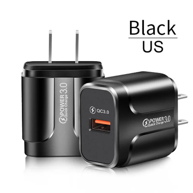 US Plug Black USLION Быстрая зарядка QC 3,0 USB en US зарядное устройства для iPhone samsung Xiaomi универсальная Быстрая зарядка мобильные телефоны настенные зарядные устройства - Тип штекера: US Plug Black