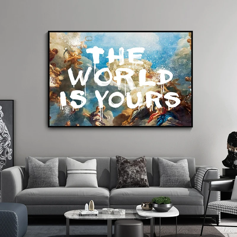 

The World Is Yours Scarface Retro Trippy PSYCHEDELIC Oil Painting Posters And Prints On Canvas Wall Art Picture For Living Room