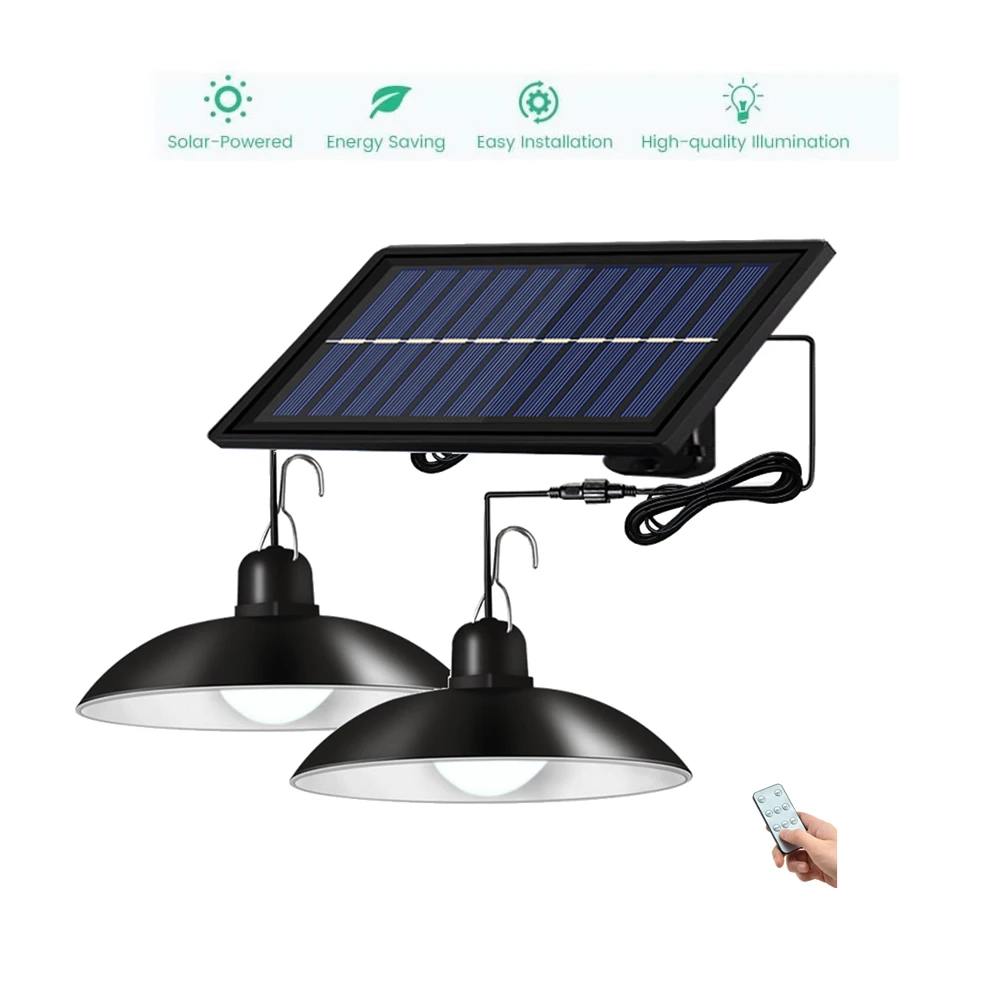 

remote 30 led 2 head Retro Lampshade Solar Pendant Chandelier solar Light outdoor lighting of garden security lamp spotlights wa
