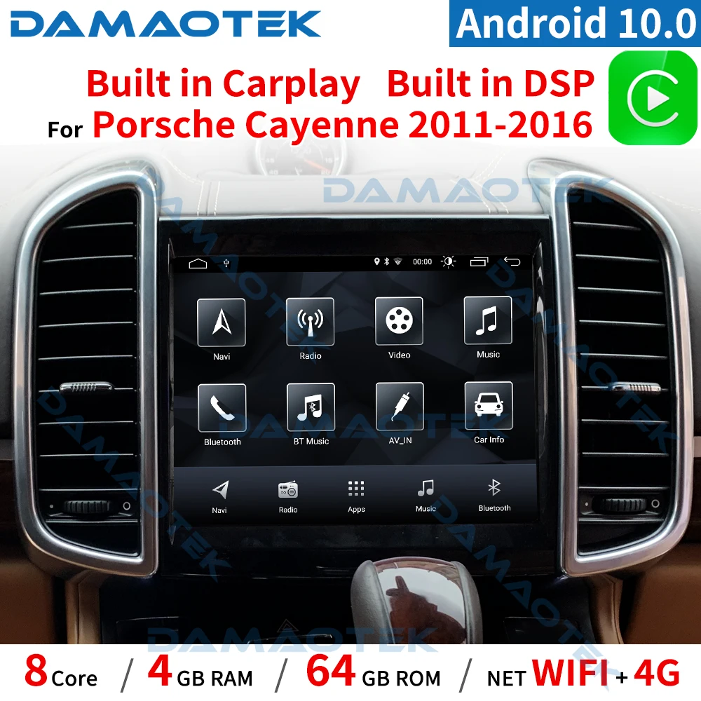 Автомобильная Мультимедийная система DamaoTek 8 4 дюйма Android 10 0 в стиле Tesla для Porsche