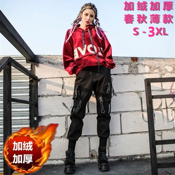 Женские брюки-карго черные в стиле панк Harajuku уличная одежда брюки для бега