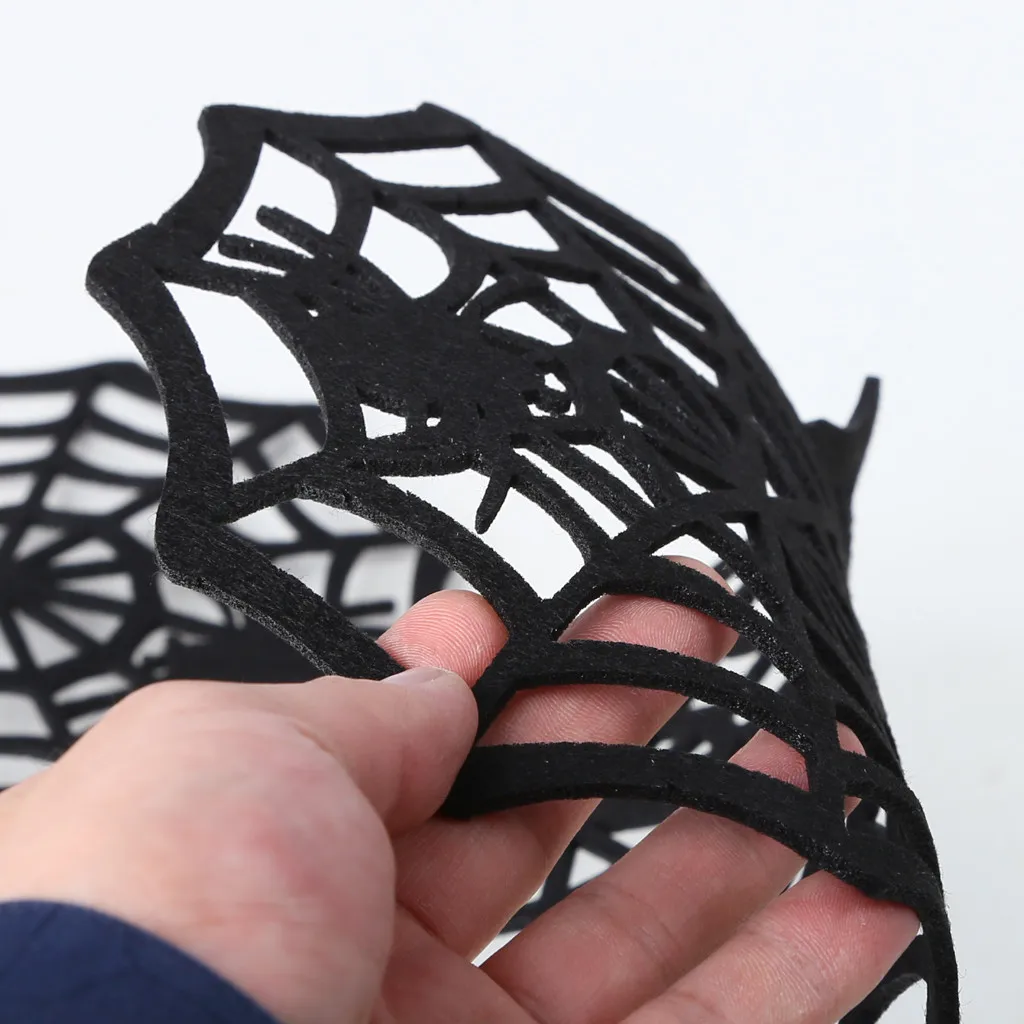 Хэллоуин паутины нетканые скатерть стаканчик столовые приборы Coaster декор стола