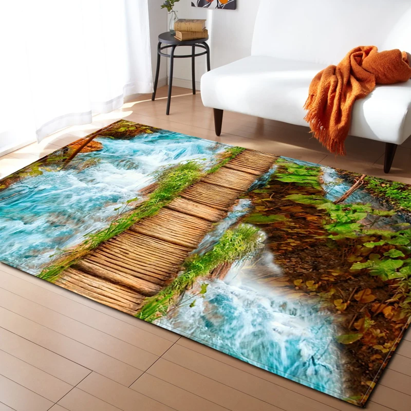 

Nordic Flannel Living Room Carpet 3D Scenery Non-slip Area Rugs Children Room Decor Floor Mat Rugs Goldfish Kid Play Carpets