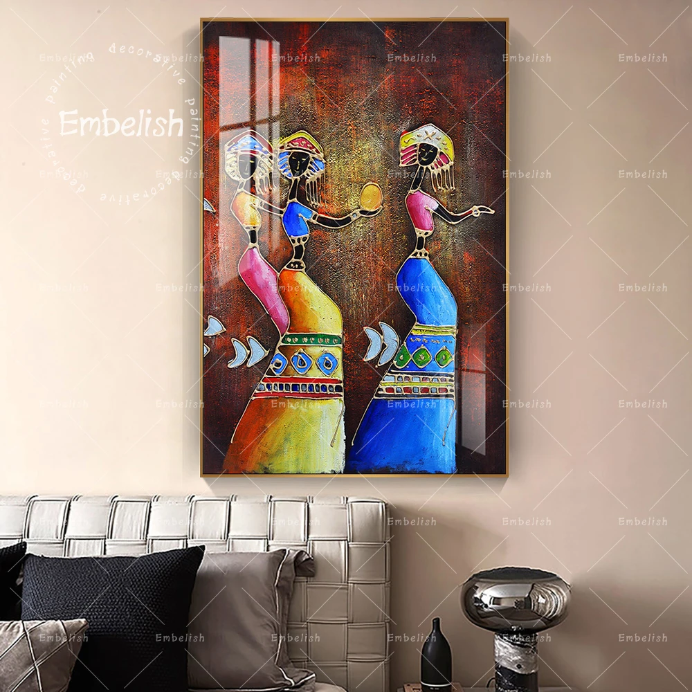 

Embelish Hot African Woman Dancing Wall Art Pictures For Living Room Modern Home Decor Posters Office HD Canvas Oil Paintings