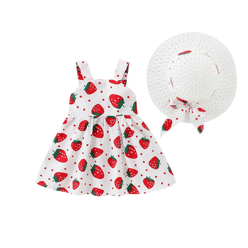 

Baby Skirt Summer Fashion Halter Bowknot Strawberry Western Girl Princess Dress
