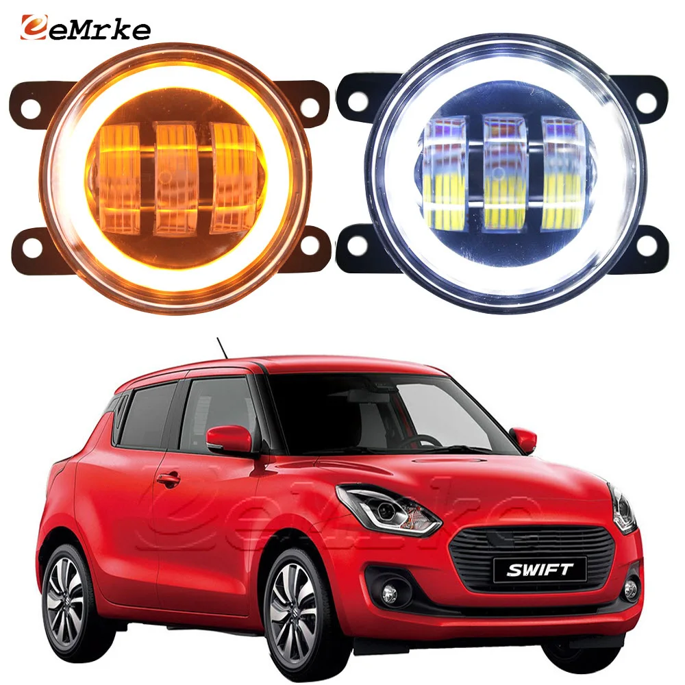 2Pcs Led Fog Lights Assembly for Suzuki Swift/ Swift Sport 2005~2021 SX4 GY_ DRL Angel Eye Head Lamp w/ Lens Turn Signal Lights