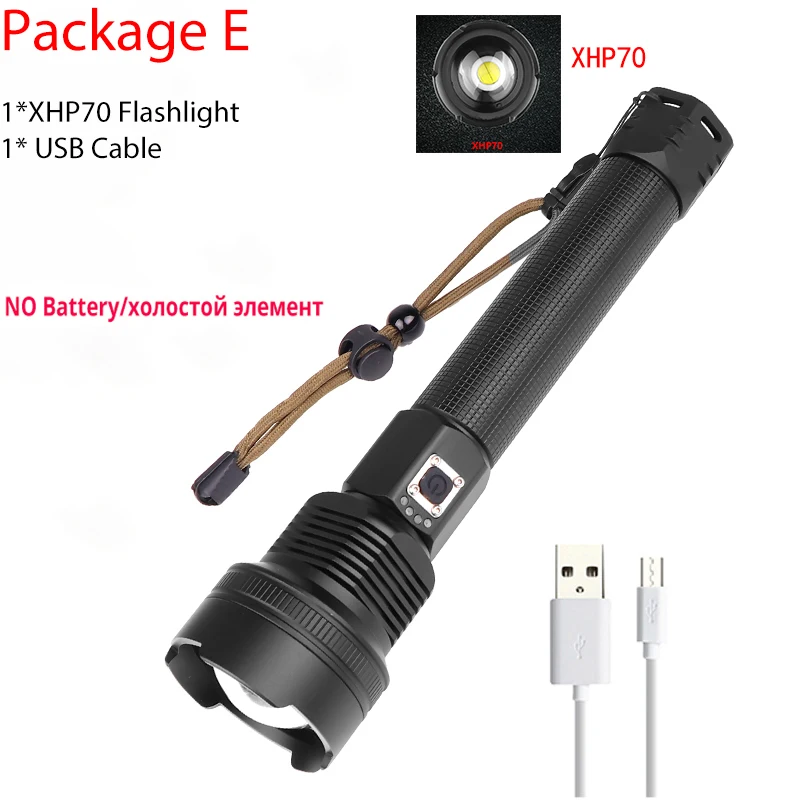 XHP70 Самый мощный XHP90 Новое поступление светодиодный фонарик с usb зумом 18650 26650 USB Перезаряжаемый Аккумулятор VS XHP70/P50 походный фонарь - Испускаемый цвет: XHP70