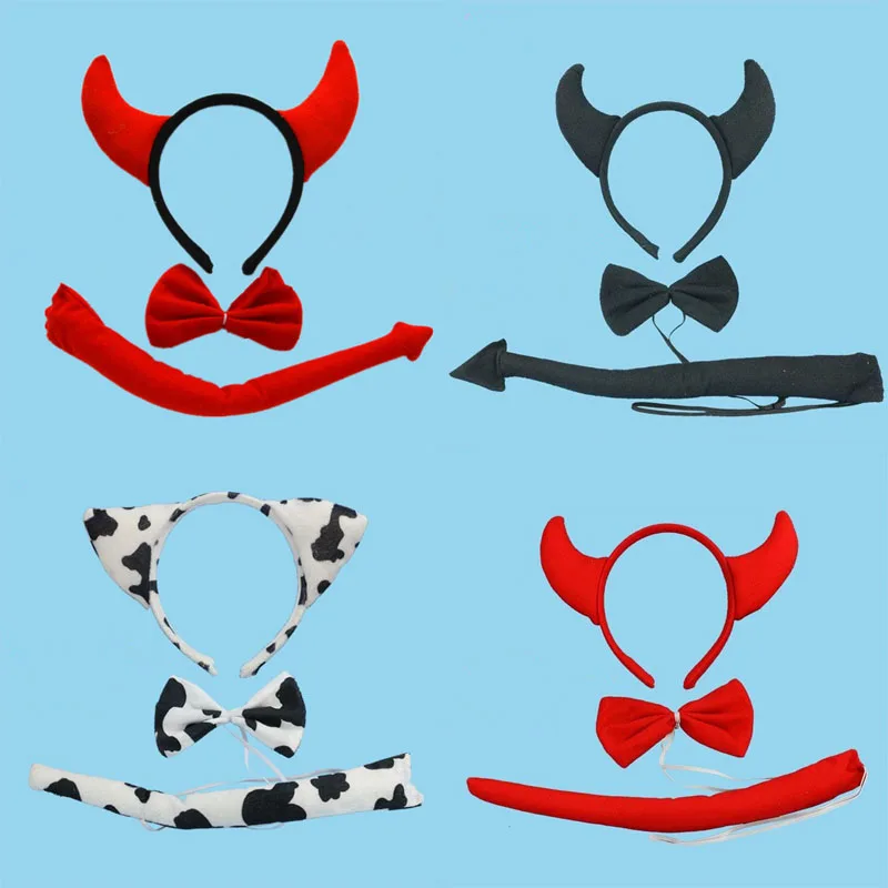 Головной убор с рогом повязка на глаза для косплея костюм дьявола детей и