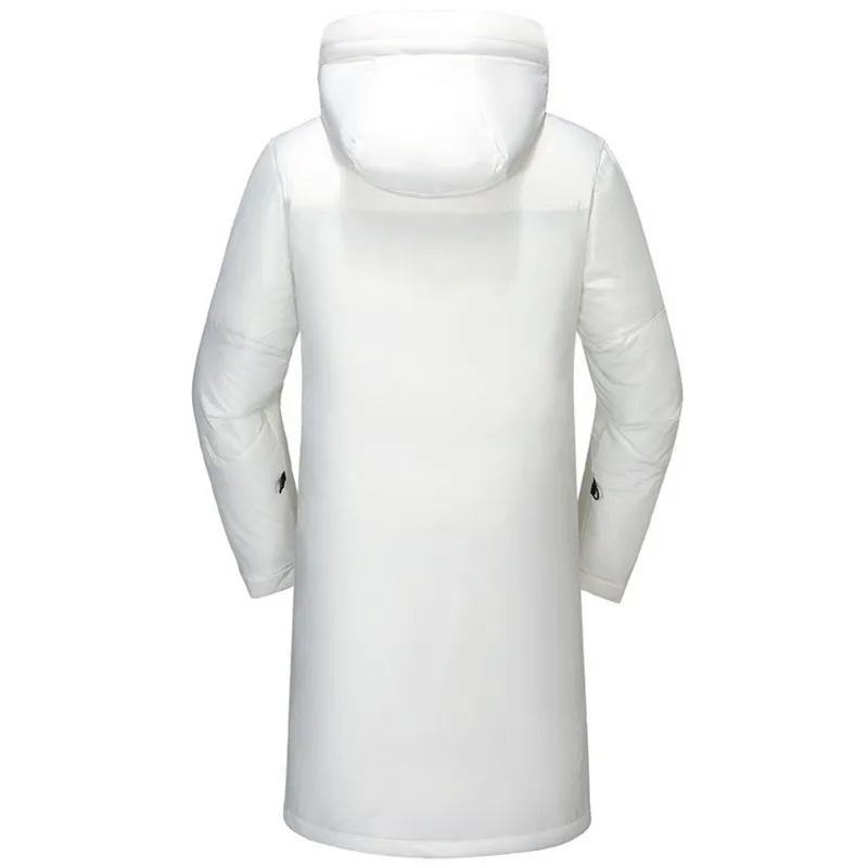 

Men Russia Winter Long Section Windproof Cold And Warm Hooded White Duck Down Jacket Casual Thick Warm Down Parka Outwear