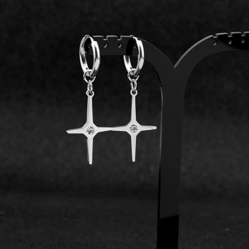 

Titanium steel earrings jewelry cross star earrings ear clips neutral feng shui diamond earrings fashion OL ear jewelry