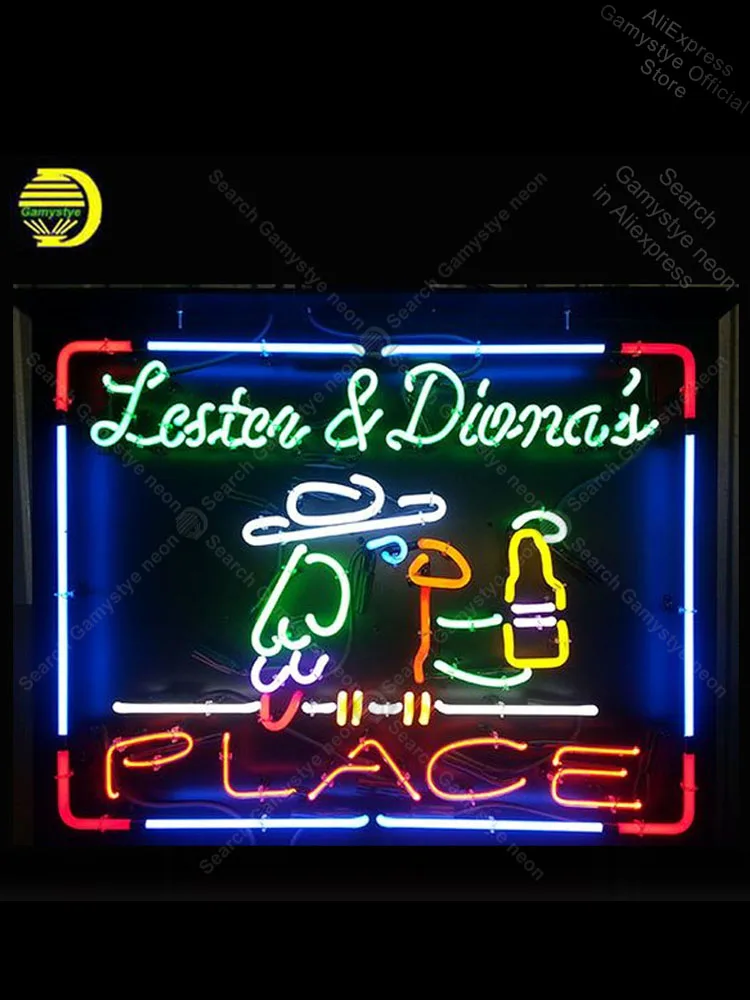 

Neon Sign for Parrot Place Neon Bulb sign Beer Bar Pub Restaurant Display handcraft glass tube light Advertisement Sign Lighting