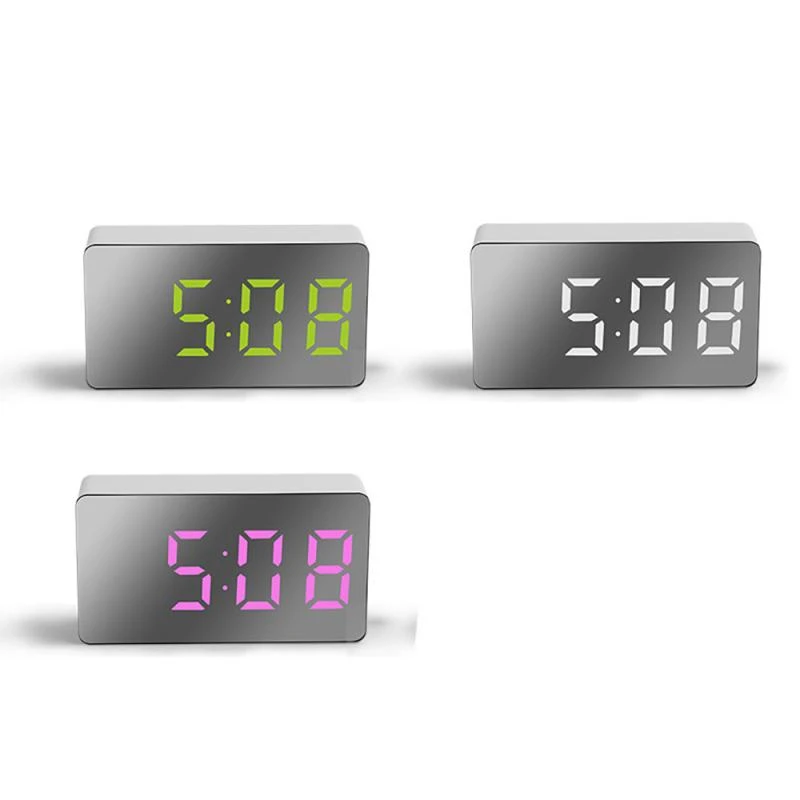 Многофункциональные зеркальные часы со светодиодной подсветкой цифровой