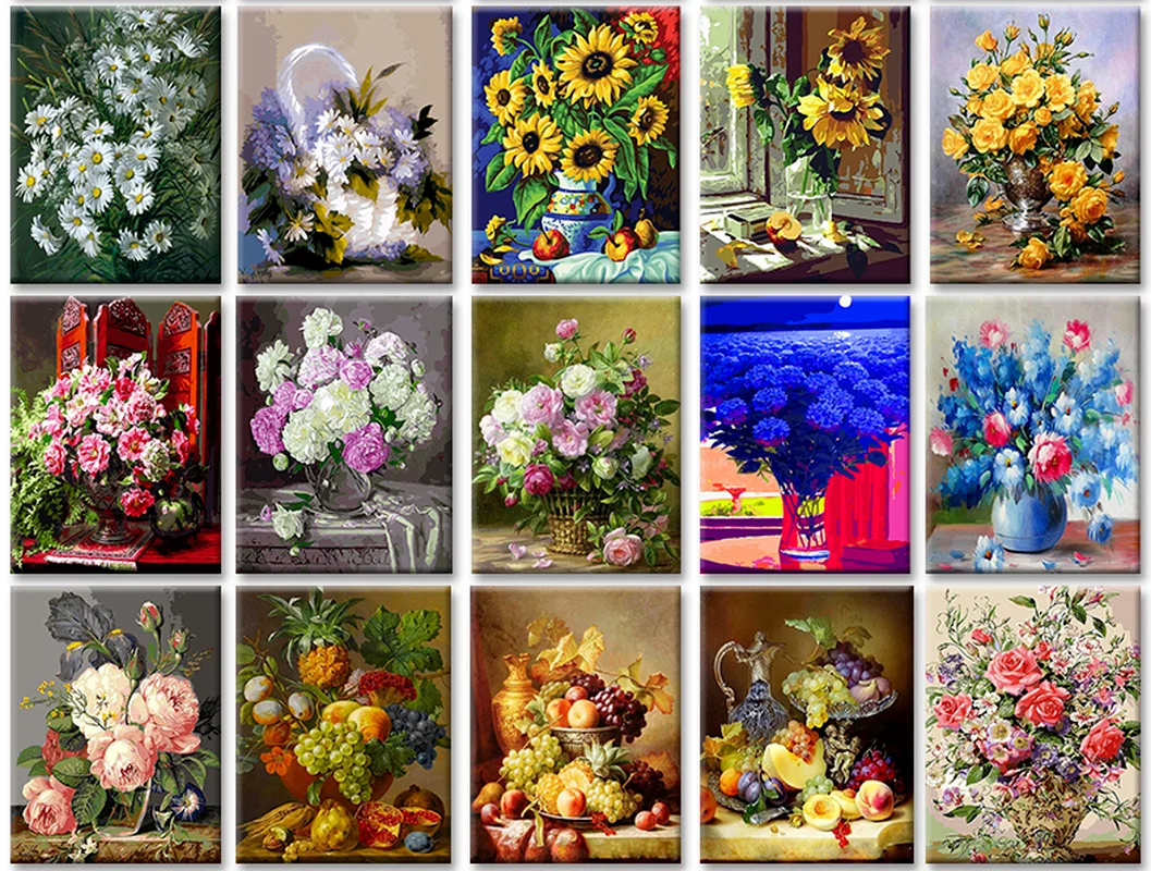 

5D DIY Poured Glue Diamond Painting Kits Scaloped Edge Flowers Full Round With AB Drill Painting Home Decoration Unique Gift Art