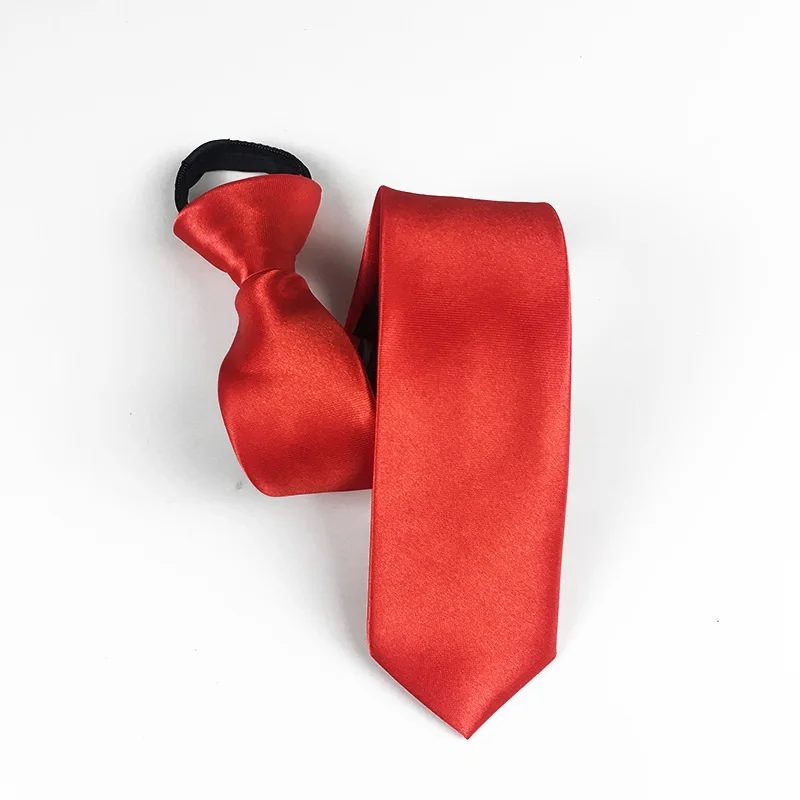Классический мужской галстук узкий на молнии красный черный синий однотонный