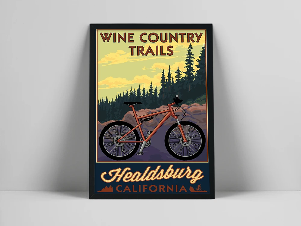 Винтажный постер Healdsburg Калифорния винная деревня путешествия город пейзаж