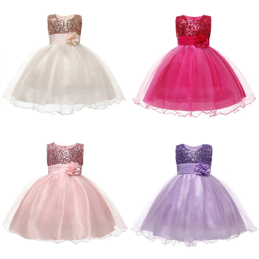 4 цвета платье принцессы Детские Вечерние Платья с цветочным узором для девочек