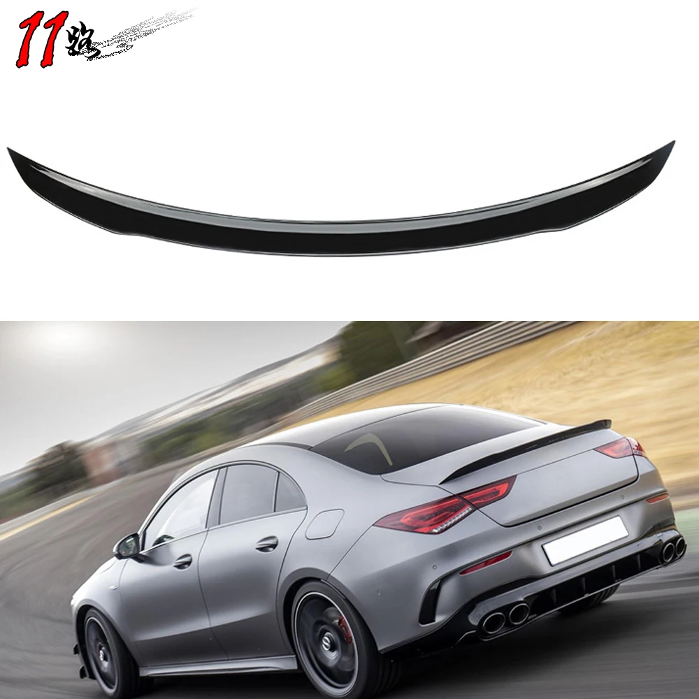 

Глянцевый черный задний спойлер для багажника Benz CLA Class W118 CLA250 CLA35 CLA45 2020-IN, задние спойлеры, карбоновый принт, крыло, Стайлинг автомобиля