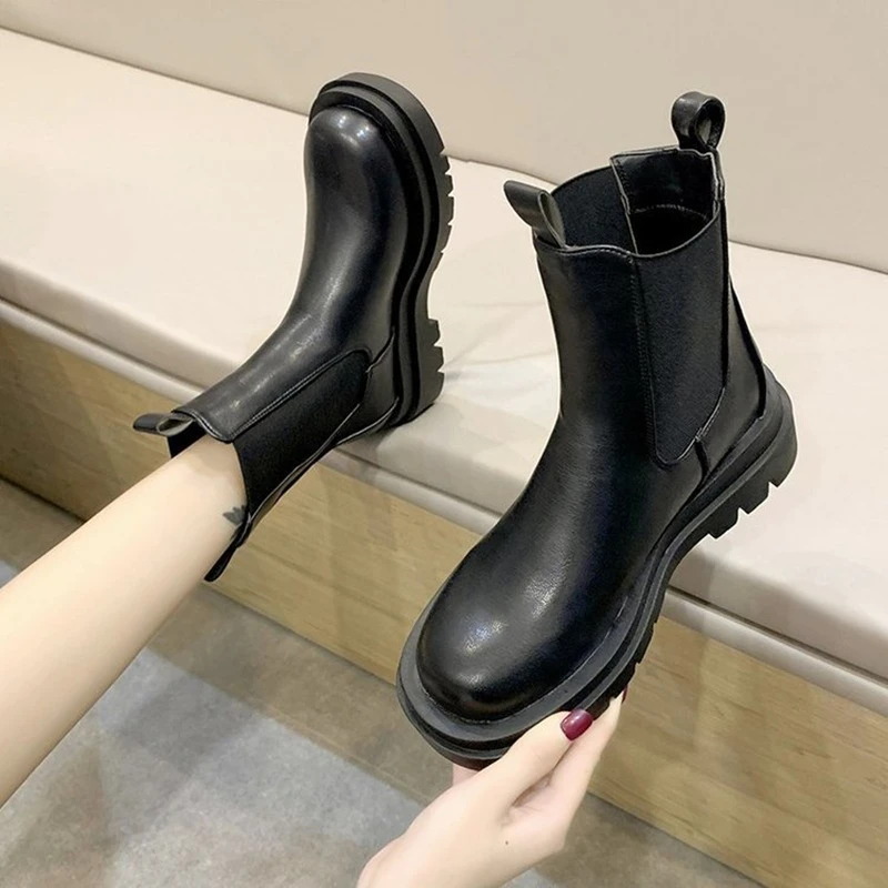 Женские ботильоны на массивном каблуке Осенние брендовые дизайнерские ботинки