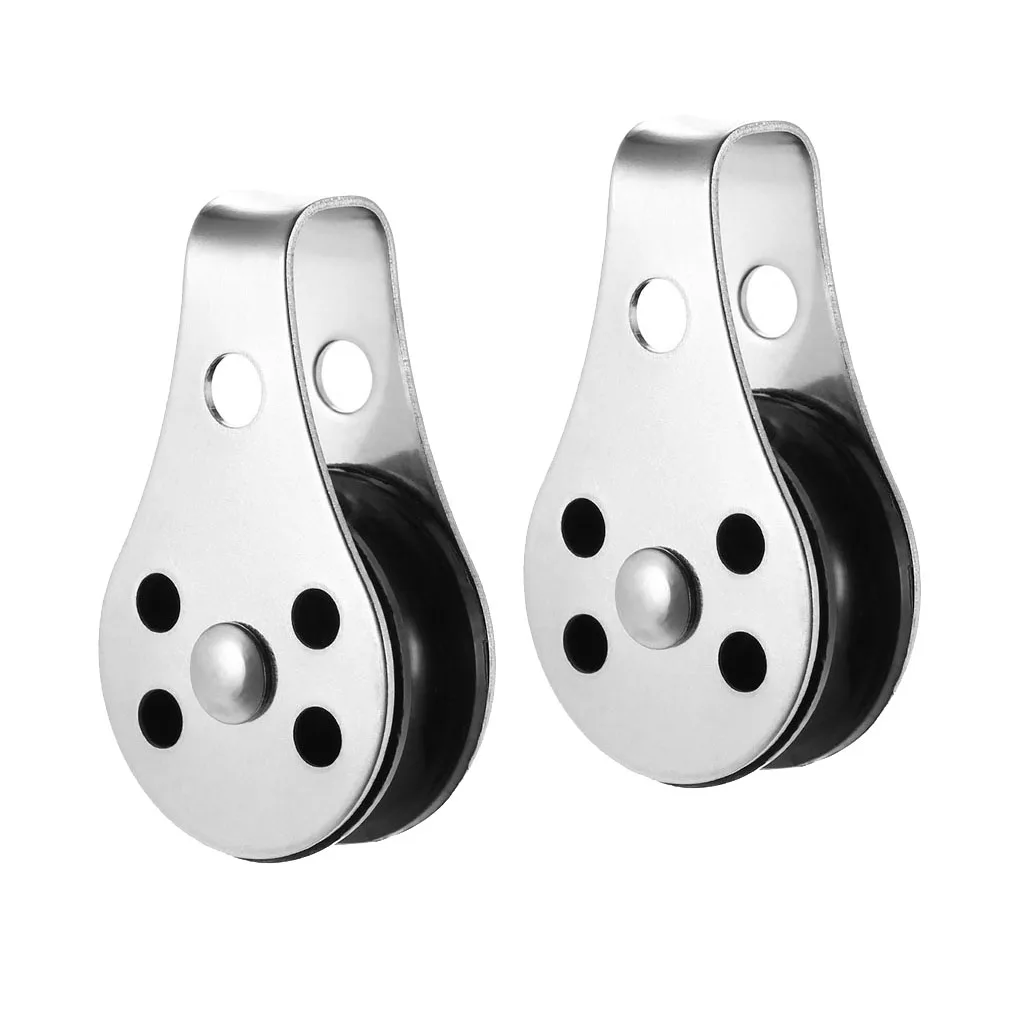 

2pcs 316 Stainless Steel Pulley Block for Sailboat Kayak Anchor Trolley Boat