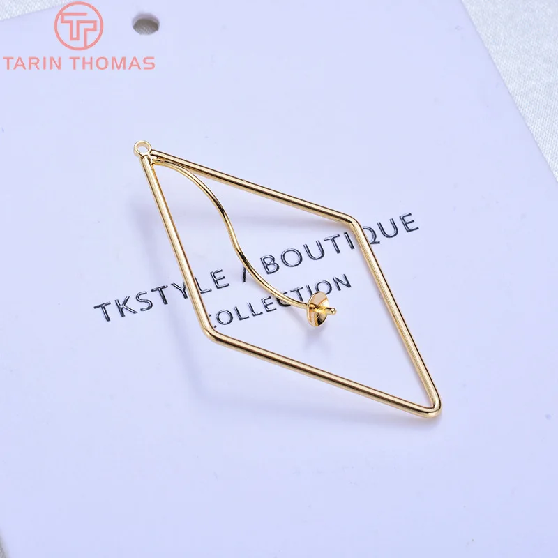 

(606)6PCS 25x48MM 24K Gold Color Plated Zircon with Half Pin Pendant Charm High Quality DIY Jewelry Making Findings