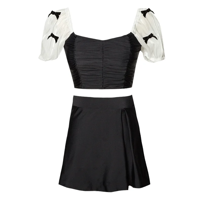 

Swimwear For Women Separate Swimsuit 2021 Surf Plavky Ladies Guard Clothing Suit Short Sleeve Retro Bra Princess Bikini Skirt