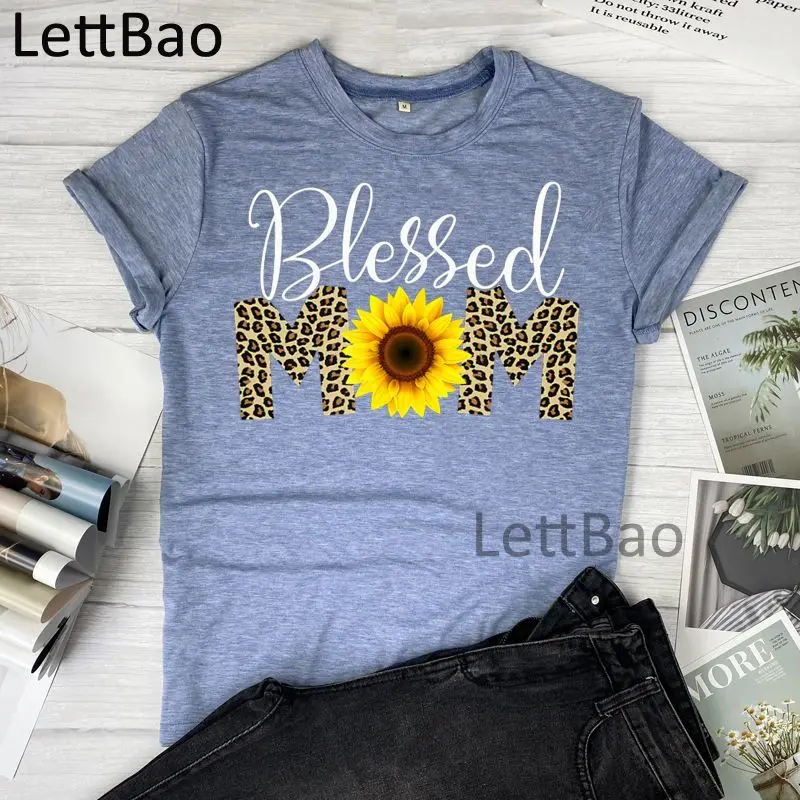 

Blessed Mom Sunflower Print Tshirt Women Crop Tops Summer Short Sleeve T-Shirt Ulzzang Harajuku Tees Vogue T-shirts Clothing