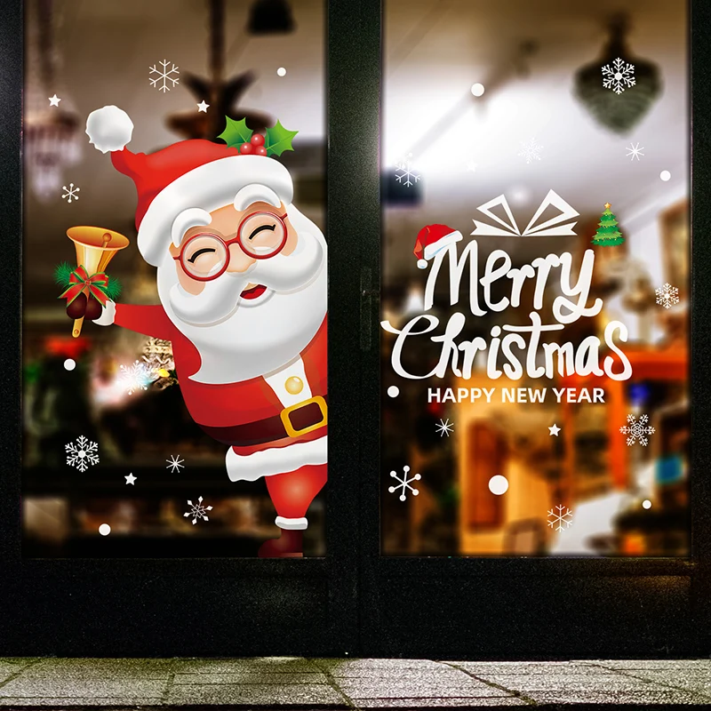 

[shijuekongjian] Father Christmas Window Stickers DIY Festival Wall Decals for Living Room Shop Glass Decoration Accessories
