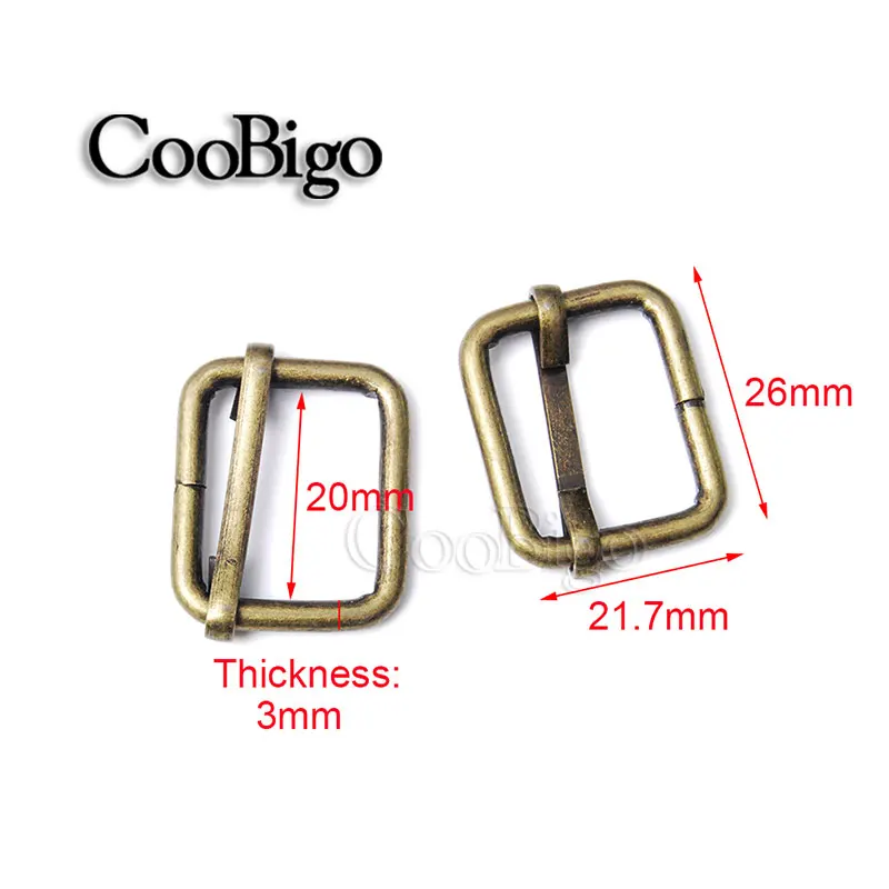 20mm Antique Bronze 10 шт. металлические слайды проволочный роликовый штифт Tri-Glides пряжки регулятор ремень слайдер пряжки для рюкзака Домашние животные ошейник аксессуары - Цвет: 20mm Antique Bronze
