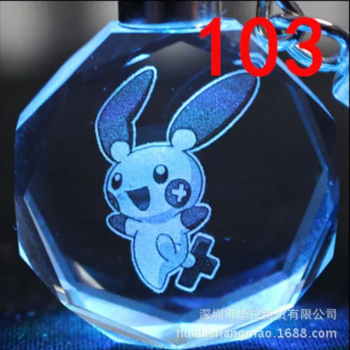 103 Карманный монстр мультфильм брелок Покемон Blastoise Charmander Пикачу светодиодный светильник кристалл кулон брелок Детская игрушка посылка Llavero - Цвет: 103