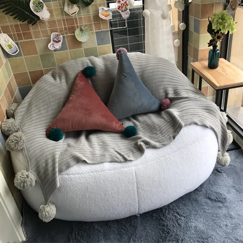 Высокое качество овечья кожа бархат Beanbag кровати ленивое сиденье компьютерное кресло мебель для гостиной диван стулья 2 размера