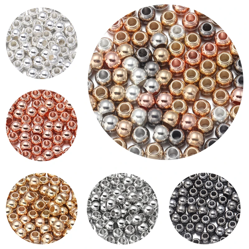 

6/8/10/12/14mm CCB Big Beads Gold Silver Black Loose Spaced Beads For Jewelry Making Necklace Bracelet DIY Accessories Wholesale