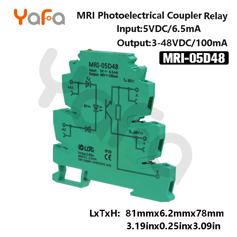 1pc MRI-D48 Input 3.3V 5V 12V 24V 230V DC Photoelectrical Coupler Interface Relay Module Optocoupler Isolating PLC Board | Бытовая