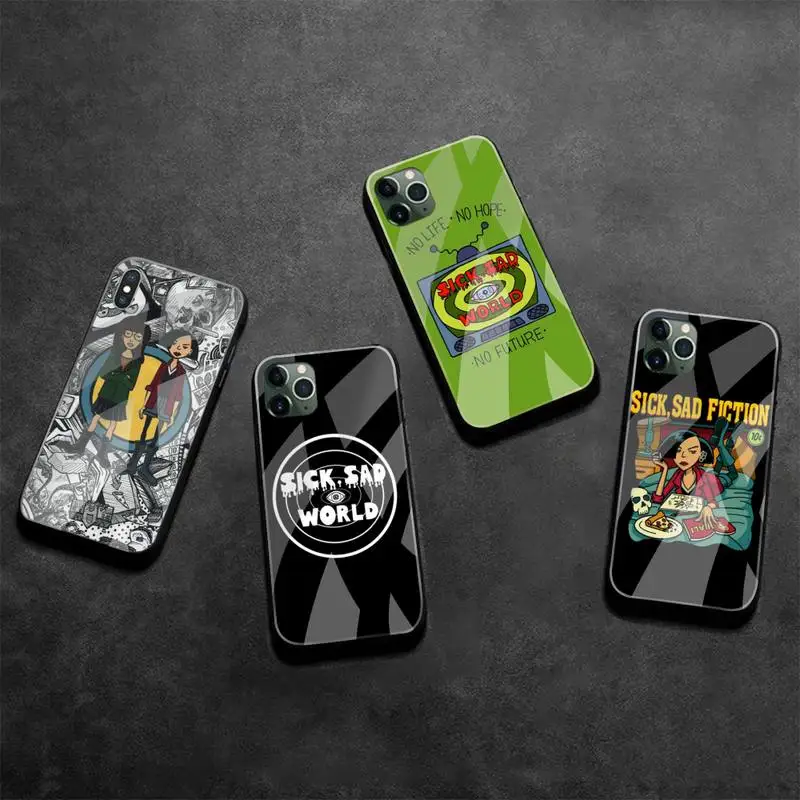 

Sick Sad World Phone Case Tempered Glass For iPhone 12 Pro Max Mini 11 Pro XR XS MAX 8 X 7 6S 6 Plus SE 2020 cover