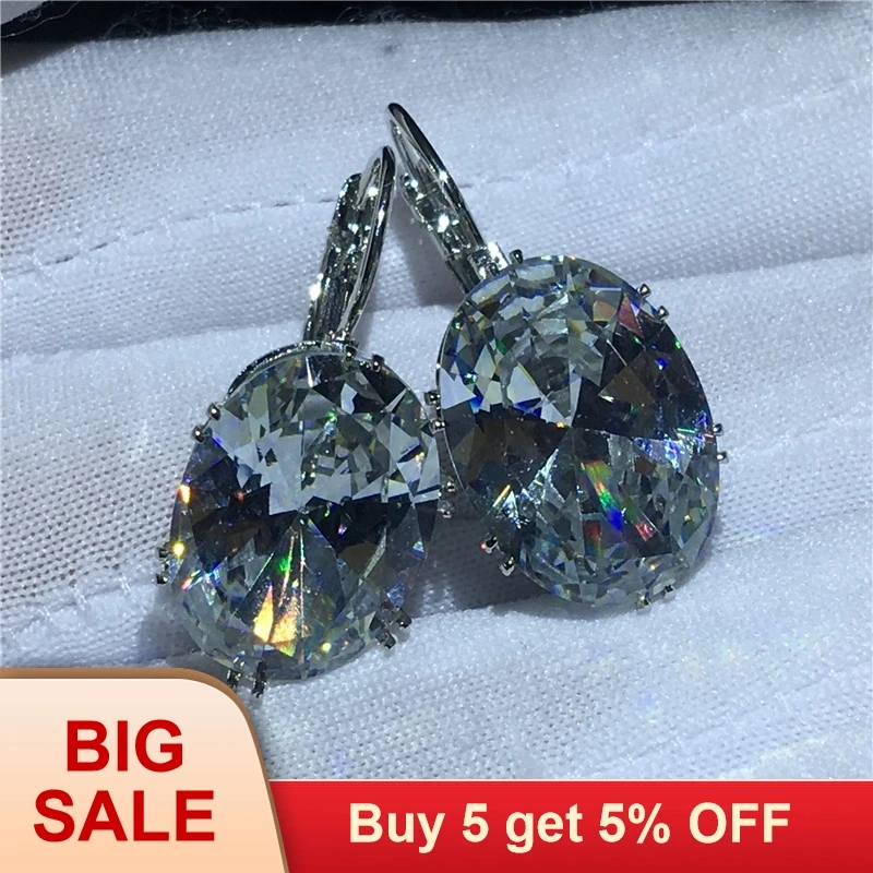 Женские серьги-подвески из серебра 925 пробы с фианитами | Украшения и аксессуары