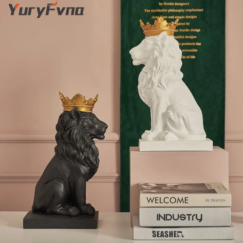 YuryFvna статуя льва из смолы, статуя короля леса, фигурка льва, скульптура животного, домашний офис, украшение для рабочего стола, большое новоселье G