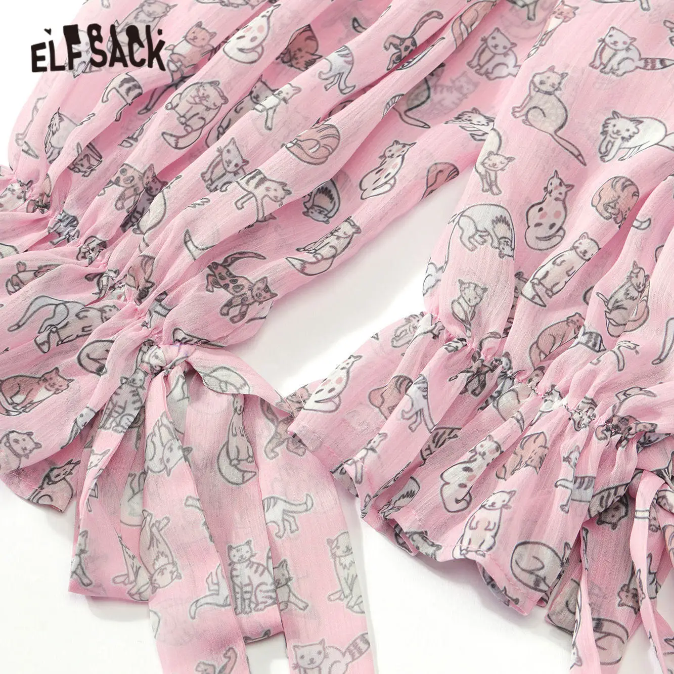 Женская кружевная блузка ELFSACK розовая Повседневная Блузка с забавным