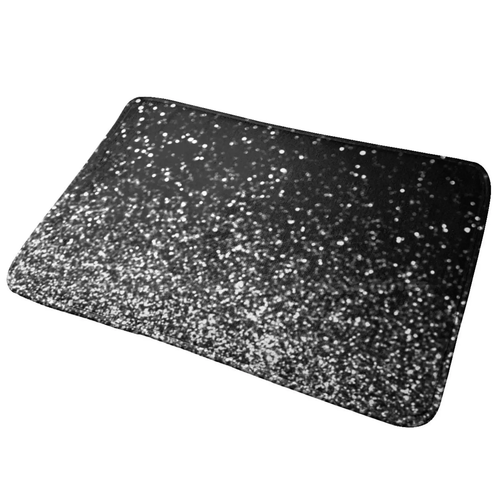 

Серебристый и черный блестящий коврик для входной двери коврик для ванной Сияющий блестящий серебристый черный Вечерние ничный коврик ром...