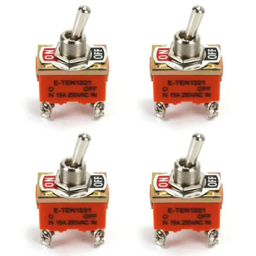 

4pcs E-TEN1221 4-Pin Toggle Flick Switch DPST ON-OFF 15A 250VAC 60 X 33mm / 2.36 X 1.30inch 250V Toggle Switches Power Tool