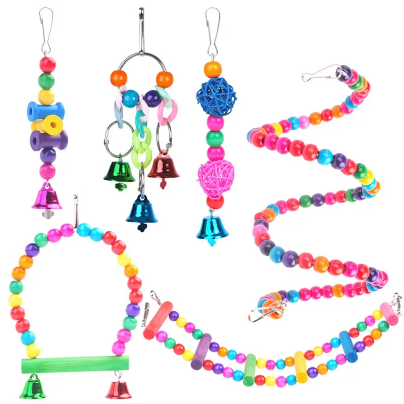 

Bird Toys Parrot Swing Toys Chewing Hanging Bell Pet Birds Cage Toys Suitable For Small Parakeets Conures Love Birds Cockatiels